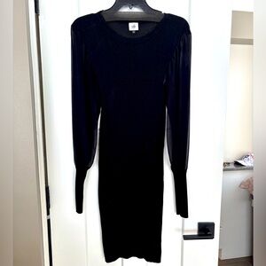 CAbi Elegant Black Long Sleeve Duet Dress 4455 Size Large Body Contour new
